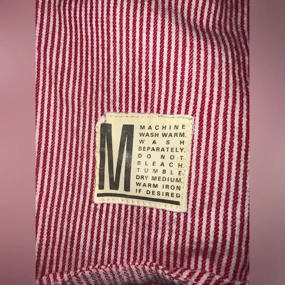 Vintage USA made Calvin Klein Sport pinstripe red denim shirt men’s medium - Picture 3 of 7